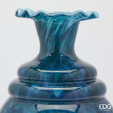 EDG Enzo De Gasperi Vaso Macula Bottiglia H 37,5 Cm D 25,5 Cm Vetro Blue