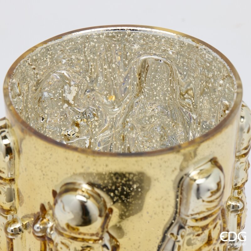 EDG Enzo De Gasperi Jarrón Soldatino Cilindro Gold H25 Ø15 cm – Decoración Navideña