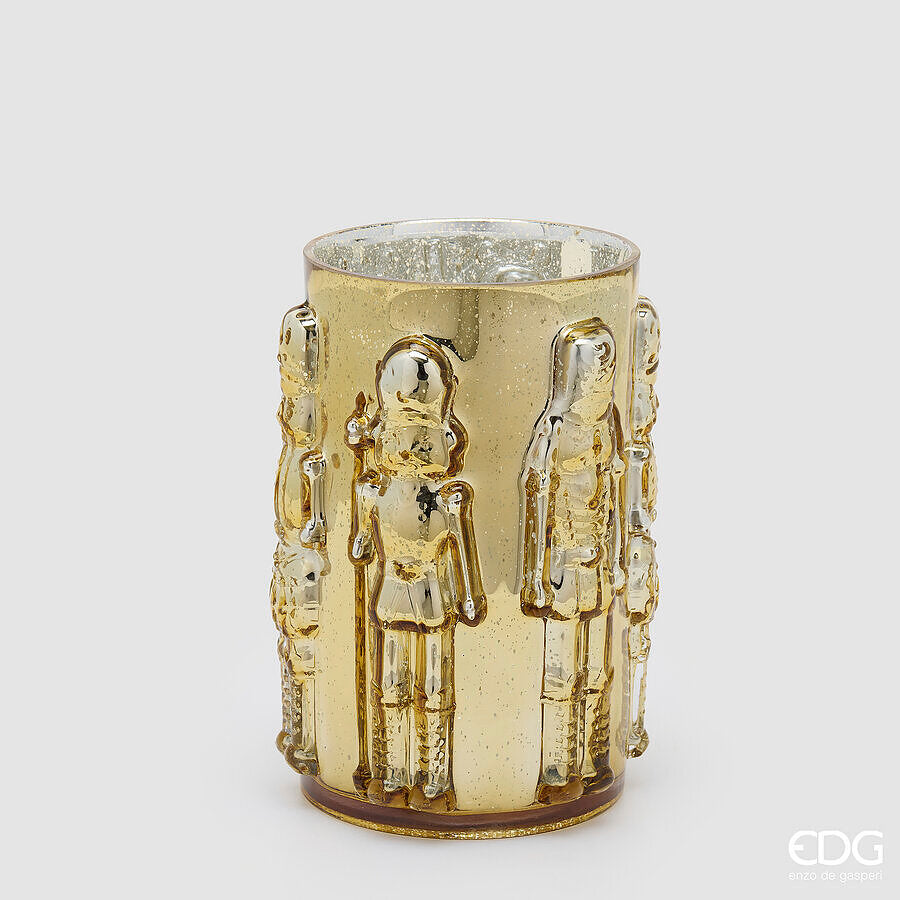 EDG Enzo De Gasperi Jarrón Soldatino Cilindro Gold H25 Ø15 cm – Decoración Navideña