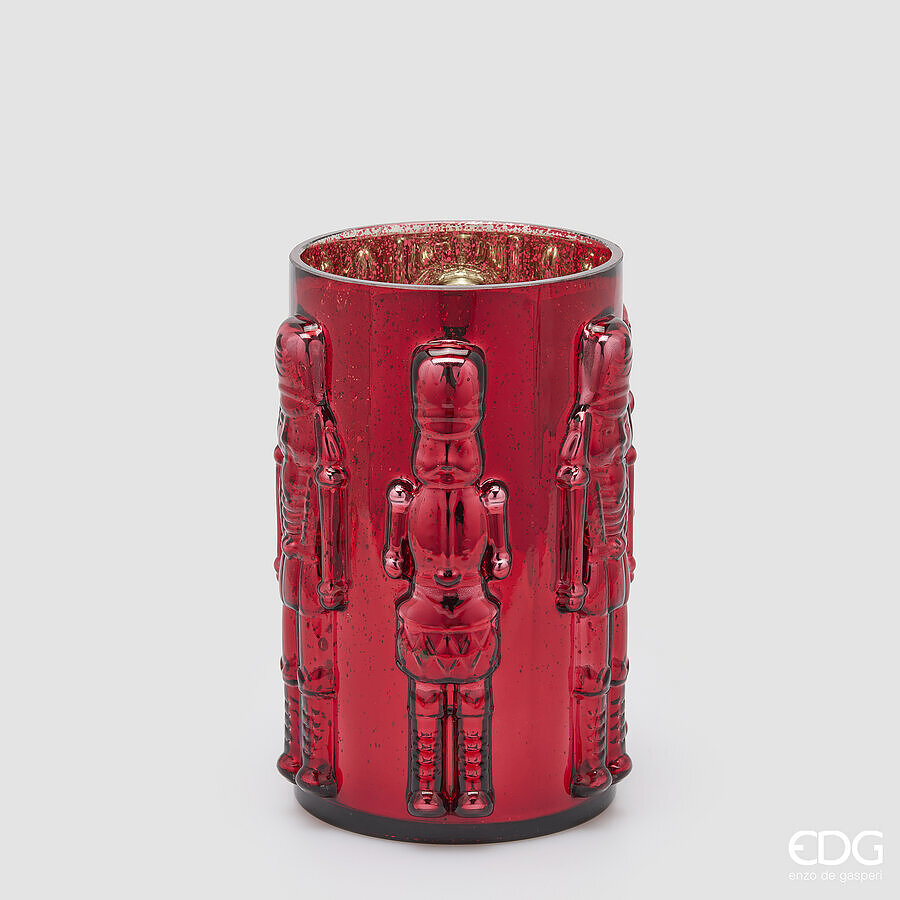 EDG Enzo De Gasperi Jarrón Soldatino Cilindro Rojo H25 Ø15 cm – Decoración de Navidad