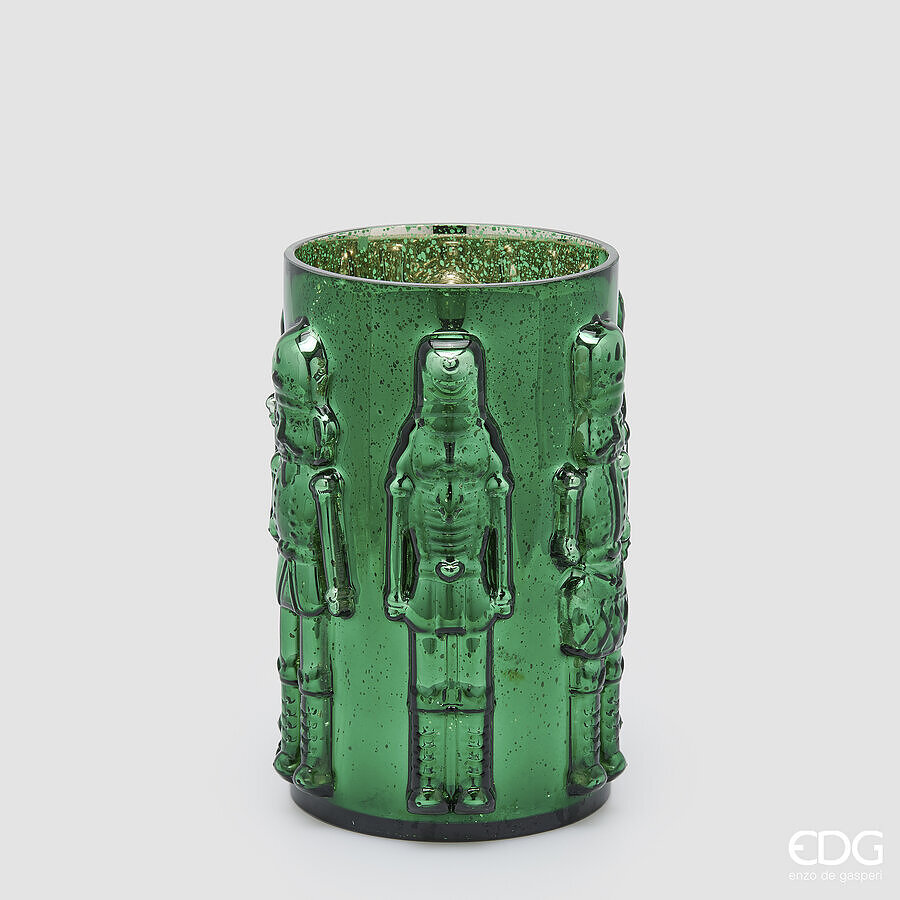 EDG Enzo De Gasperi Jarrón Soldatino Cilindro Green H25 Ø15 cm – Decoración Navideña