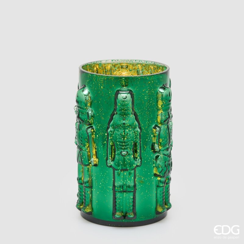 EDG Enzo De Gasperi Jarrón Soldatino Cilindro Green H25 Ø15 cm – Decoración Navideña
