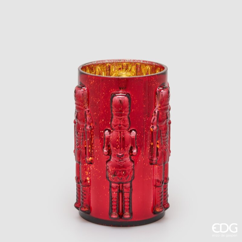 EDG Enzo De Gasperi Jarrón Soldatino Cilindro Rojo H25 Ø15 cm – Decoración de Navidad