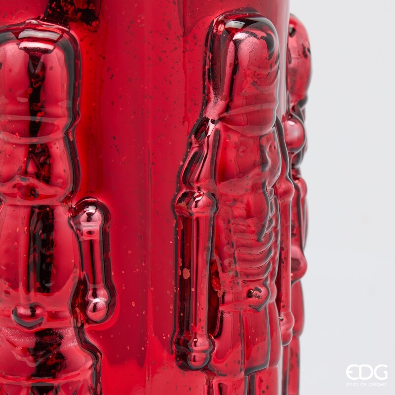 EDG Enzo De Gasperi Jarrón Soldatino Cilindro Rojo H25 Ø15 cm – Decoración de Navidad