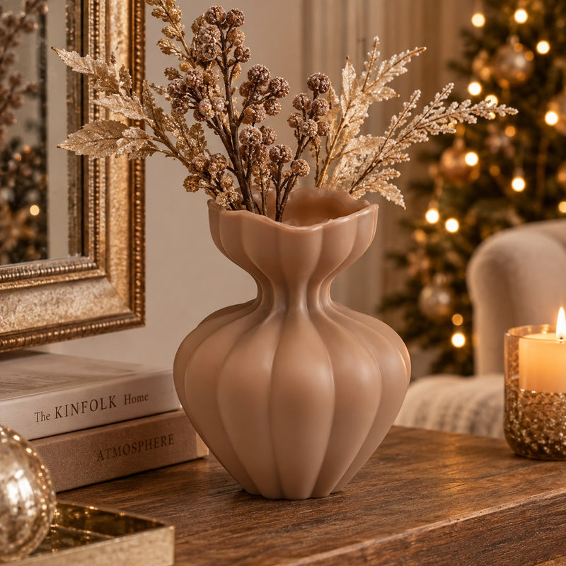 EDG Enzo De Gasperi Vaso Flow Sinuoso H19 Ø15 cm Marrone Chiaro – Vaso Decorativo