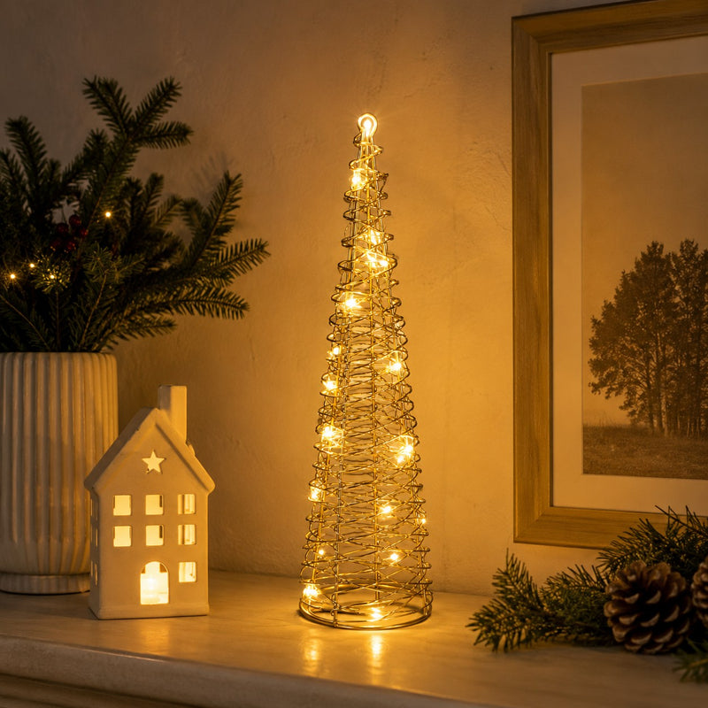 Ad Trend Albero di Natale Oro 30 LED H 60 Cm Luce calda
