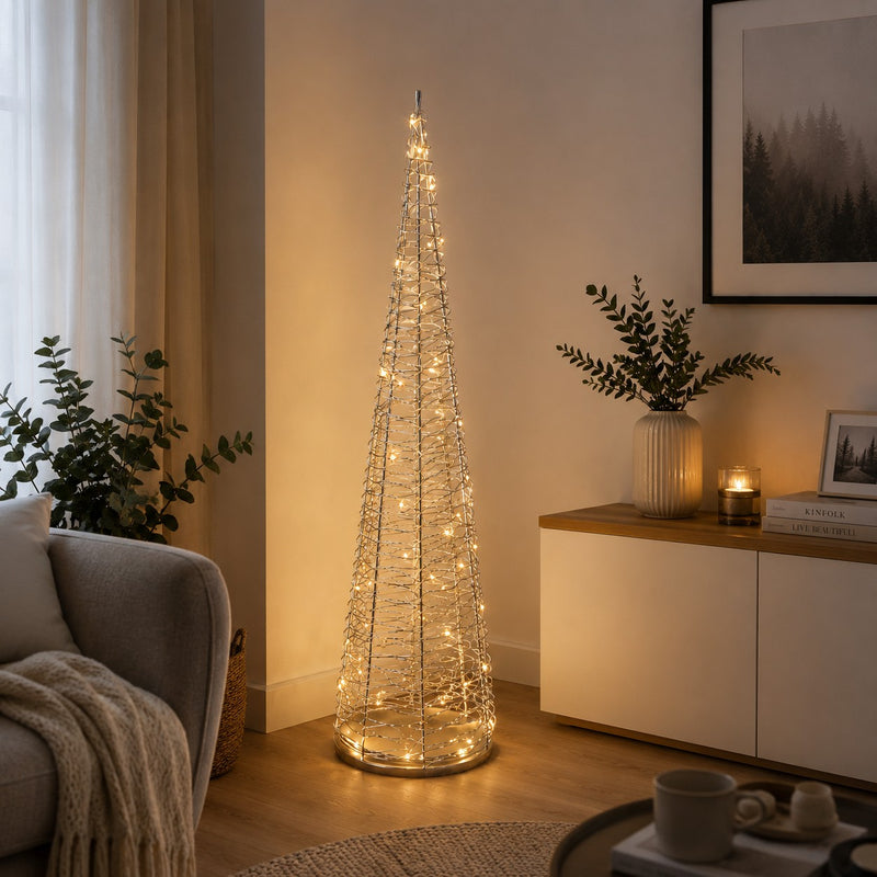 Ad Trend Albero di Natale oro in PE con 50 LED, luce calda H 100 cm
