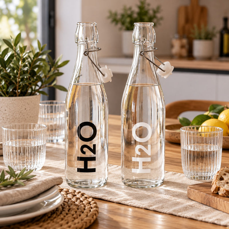Ad Trend Bottiglia per Acqua H2O in Vetro con Tappo Ermetico Assortita 500 ml H20 cm 1 Pz – Accessorio per la Tavola e la Cucina