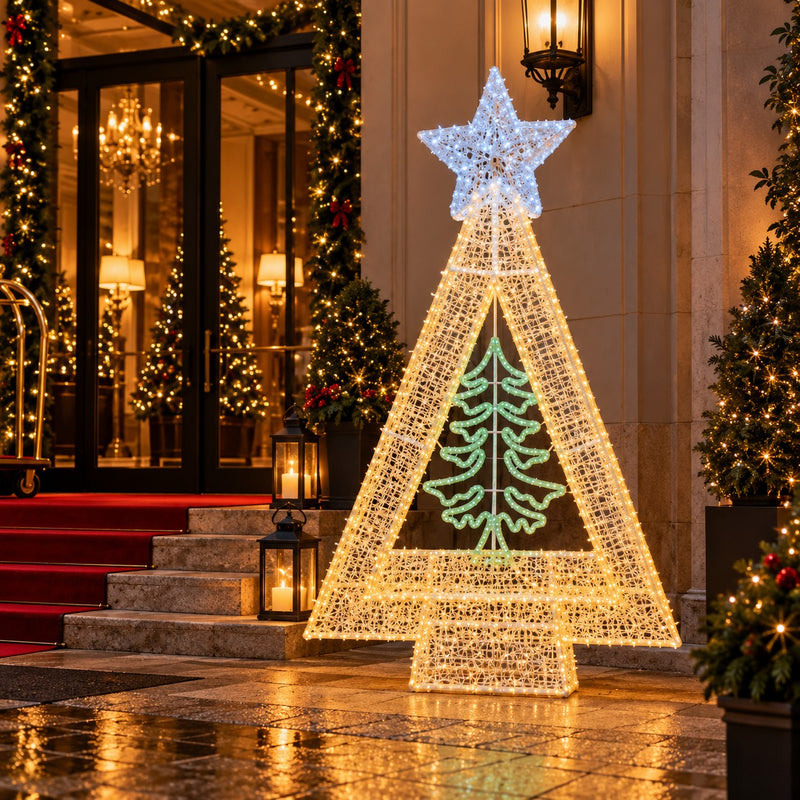 Ad Trend Árbol de Navidad Luminoso 1482 LED para Exterior 130x130xH205 cm – Decoración Navideña