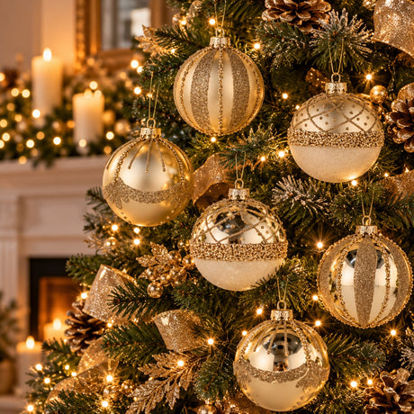 Ad Trend Bola de Navidad en Vidrio Oro Ø8 cm Surtida 1 Uds – Adorno Navideño