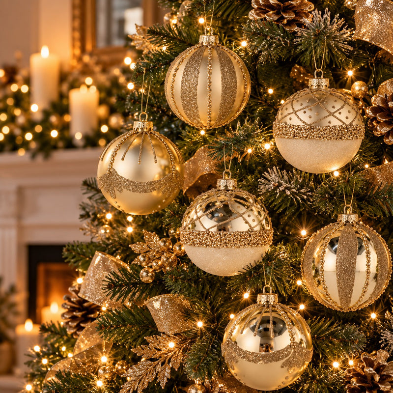 Ad Trend Bola de Navidad en Vidrio Oro Ø8 cm Surtida 1 Uds – Adorno Navideño