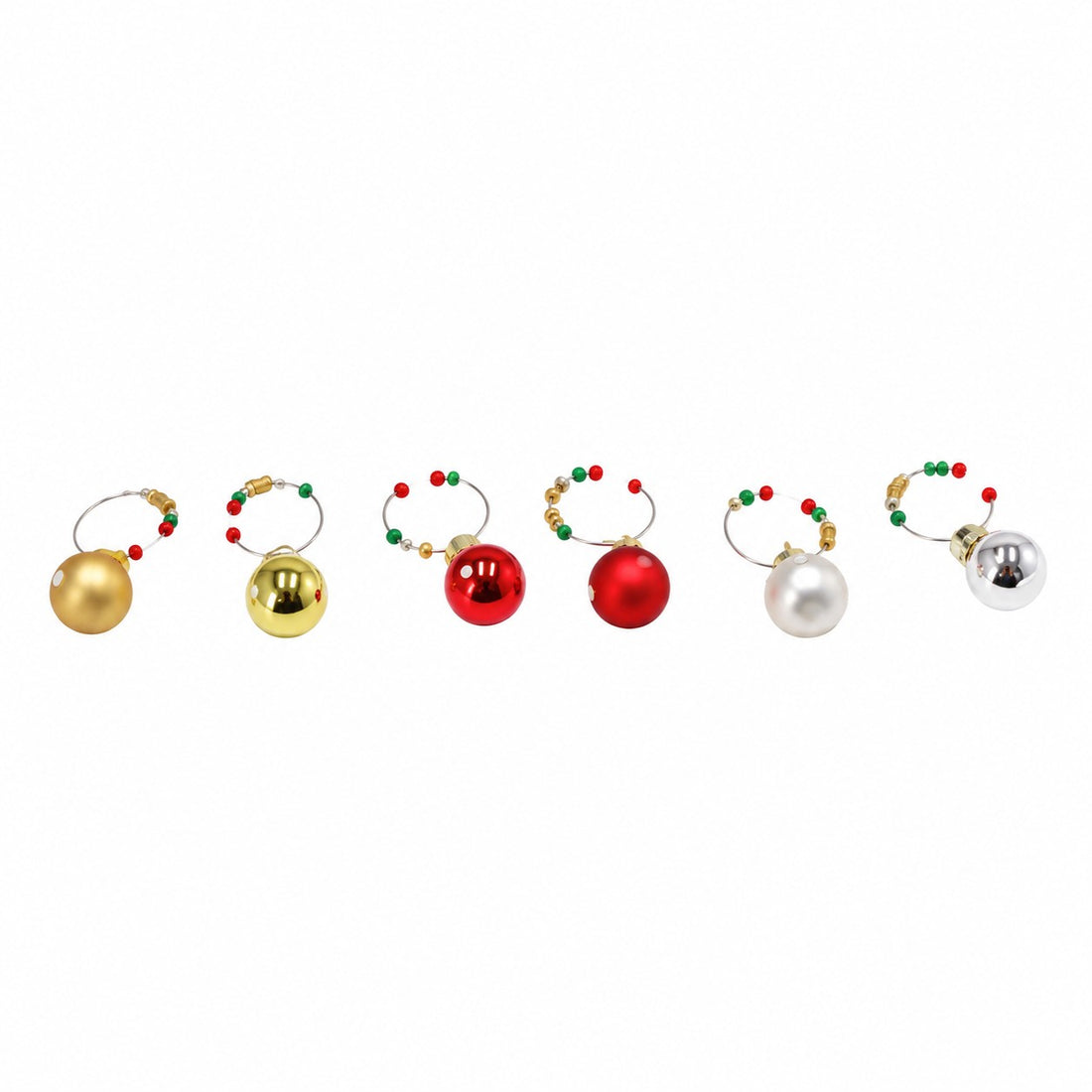Ad Trend Set 6 Marcavascos Navideños de Vidrio en Forma de Bolas de Navidad Surtidos 1 Paquete – Accesorios Decorativos para la Mesa Navideña