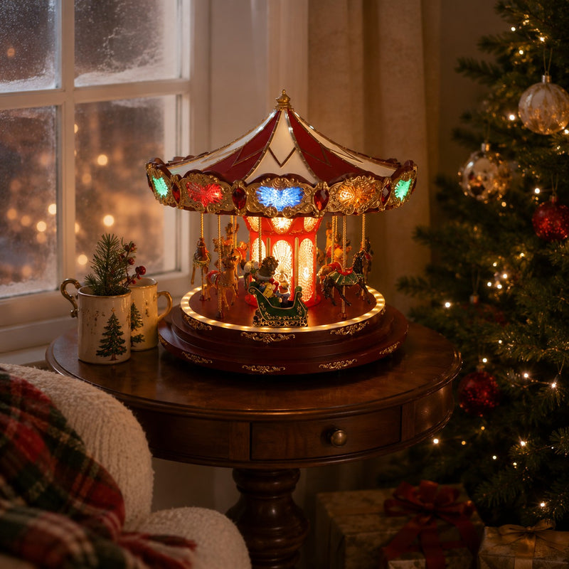 Ad Trend Tiovivo Carillón Navideño con 133 LED Ø 44 cm H 47 cm Rojo