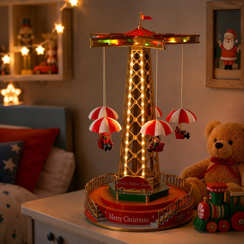 Ad Trend Carrusel Navidad con 59 Led D 25 Cm H 45 Cm Rojo