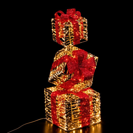 Ad Trend Torre Pacchi Regalo di Natale Oro 500 LED da Interno/Esterno 30x30x96 cm 1 Pz