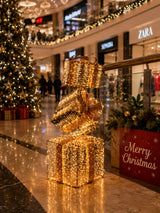 Ad Trend Torre Pacchi Regalo di Natale Oro 2.000 LED da Interno/Esterno 50x50x152 cm