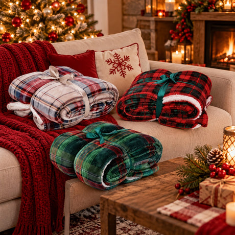 Ad Trend Manta Navideña en Franela y Sherpa Surtida 1 Ud 200x220 cm – Plaid Suave y Cálido para Cama