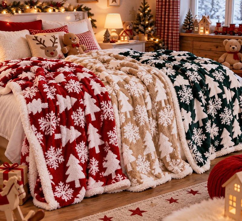 Ad Trend Manta Navideña en Tejido Sherpa 200x220 cm Surtida 1 Ud – Manta Suave y Cálida para Cama