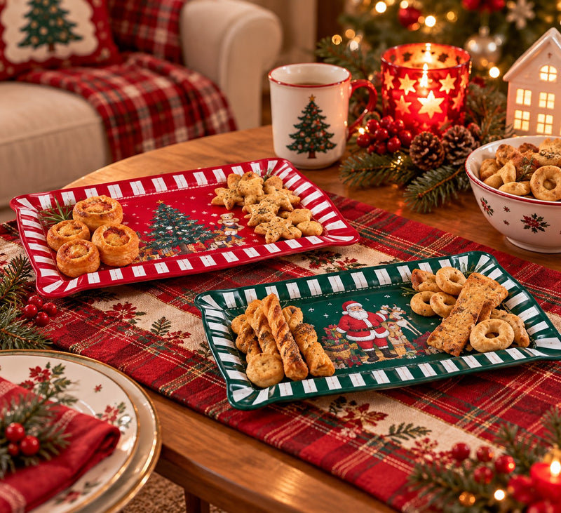 Ad Trend Vassoio Rettangolare Natalizio in Melamina Assortito 48x28xH2 cm 1 Pz – Accessorio Tavola di Natale