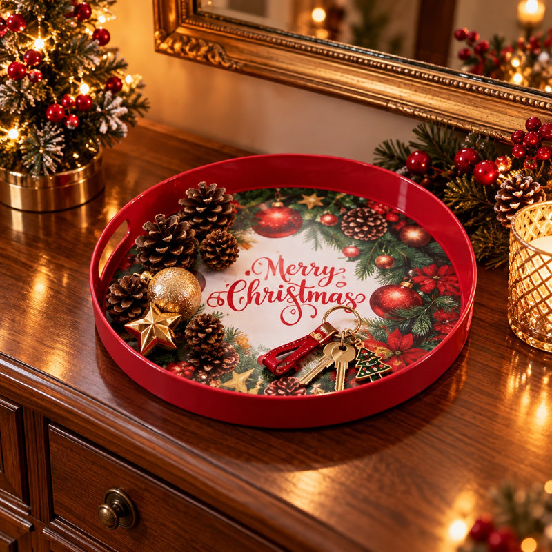 Ad Trend Vassoio Rotondo in Plastica Natalizio Assortito Ø33 cm 1 Pz – Accessorio Tavola di Natale