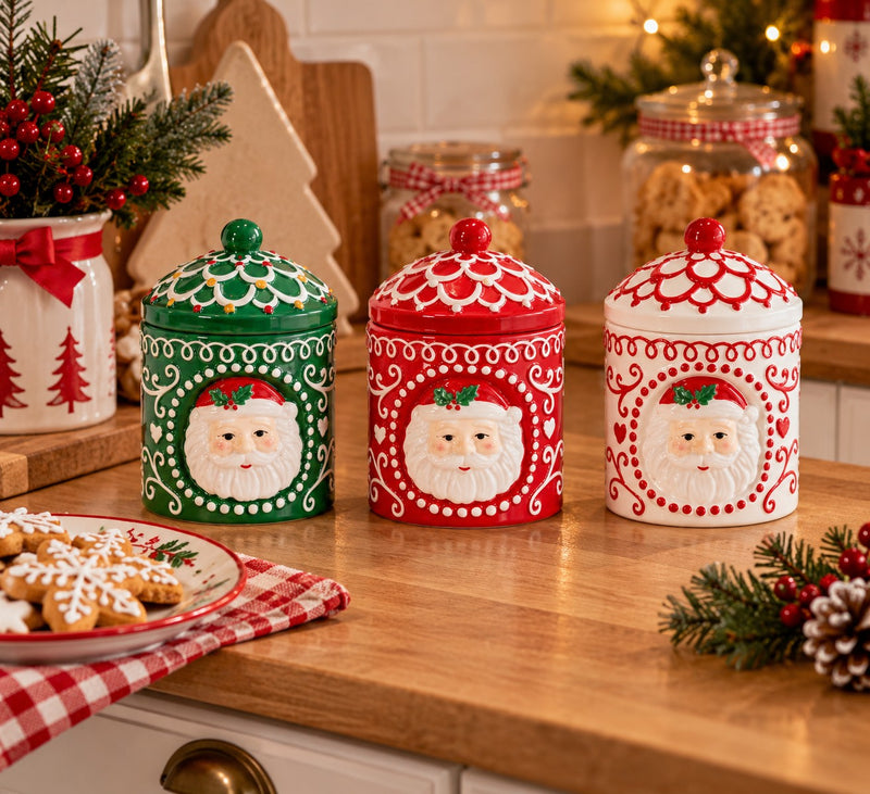 Ad Trend Bote Navideño en Cerámica Surtido Ø12 cm 1 Ud – Contenedor Decorativo de Navidad