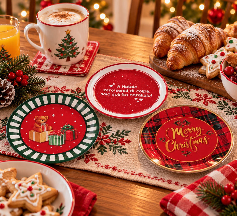 Ad Trend Platos Navideños de Papel Surtidos Ø18 cm 1 Paquete – Accesorios de Mesa Desechables de Navidad