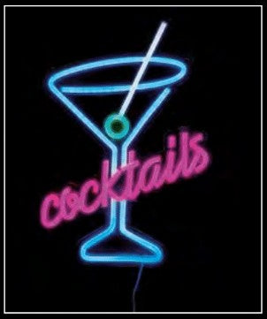 Ad Trend Insegna Luminosa Neon LED Cocktails 23,5x34 cm – Decorazione Luminosa da Parete per Bar, Locali e Casa