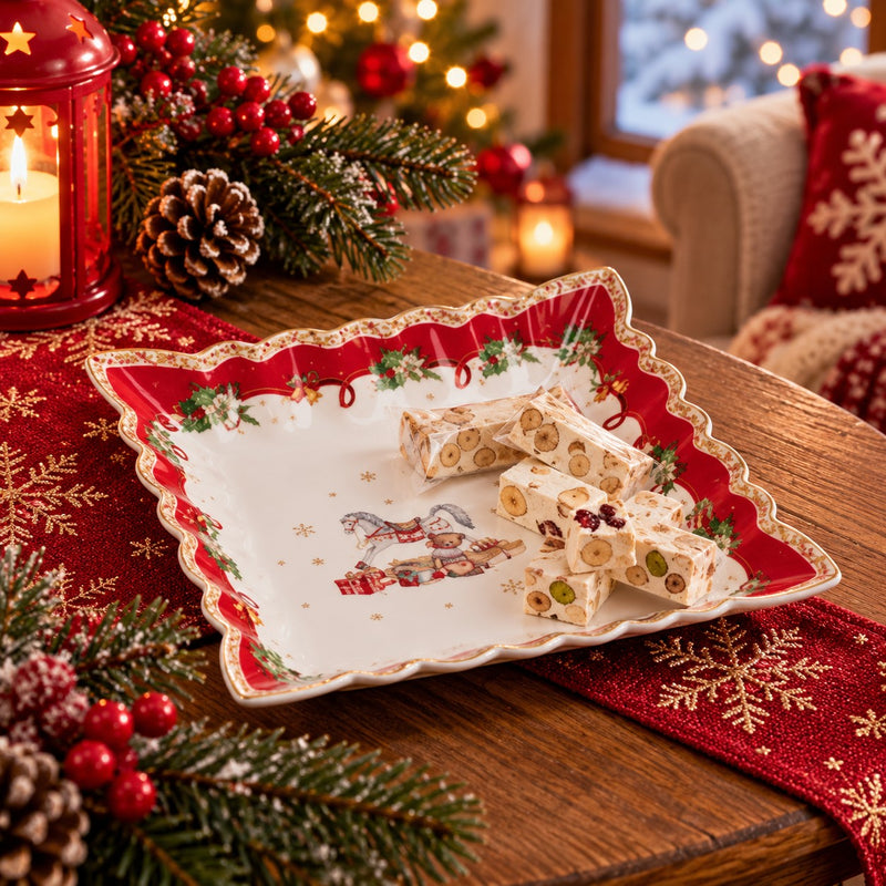 Ad Trend Plato Cuadrado Navideño 23x23 cm – Accesorio para la Mesa de Navidad