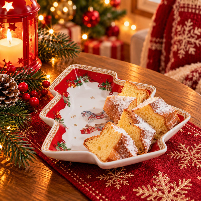 Plato Navideño Ad Trend en Forma de Árbol de Navidad de Cerámica 19x16 cm – Accesorio Decorativo para la Mesa Navideña