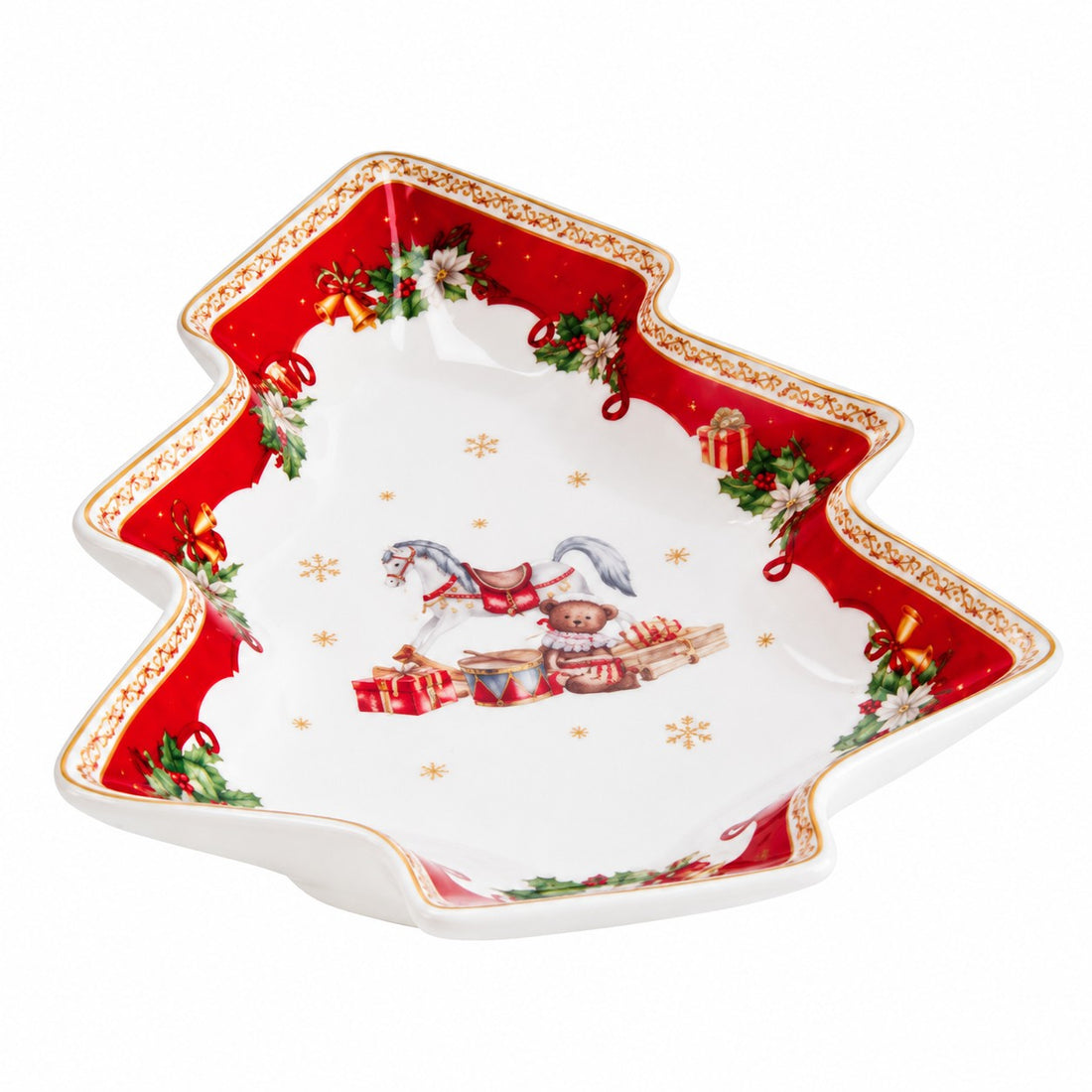 Plato Navideño Ad Trend en Forma de Árbol de Navidad de Cerámica 19x16 cm – Accesorio Decorativo para la Mesa Navideña