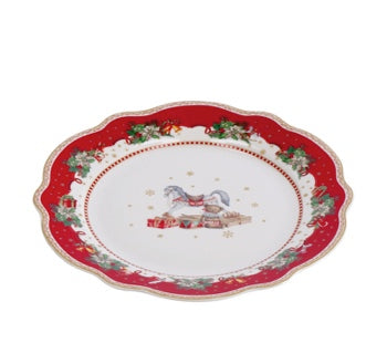 Ad Trend Plato Redondo Navideño en Cerámica Ø19,5 cm – Accesorio Decorativo para la Mesa de Navidad
