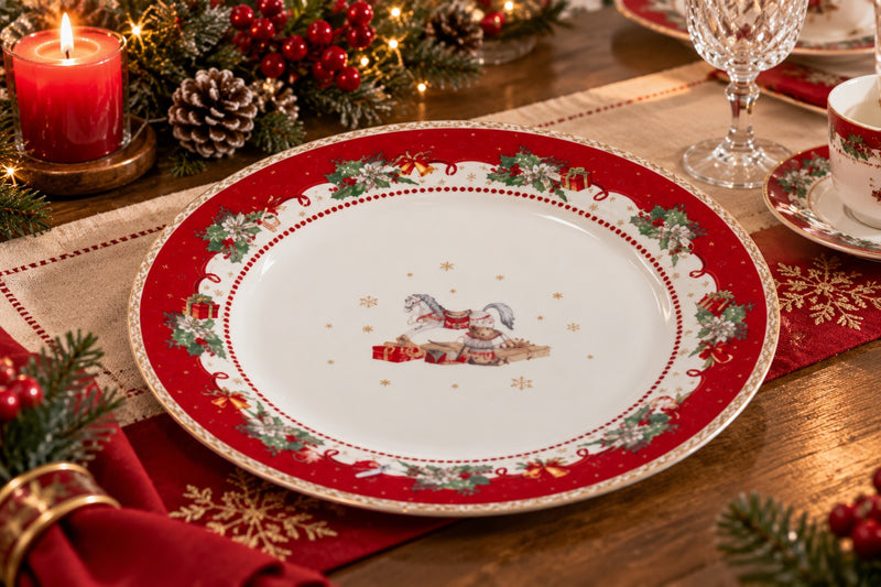 Ad Trend Plato Redondo Navideño en Cerámica Ø19,5 cm – Accesorio Decorativo para la Mesa de Navidad