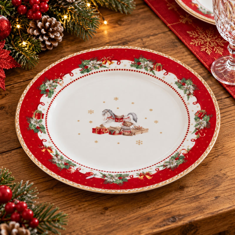 Ad Trend Plato Redondo Navideño en Porcelana Ø27 cm – Accesorio Decorativo para la Mesa de Navidad