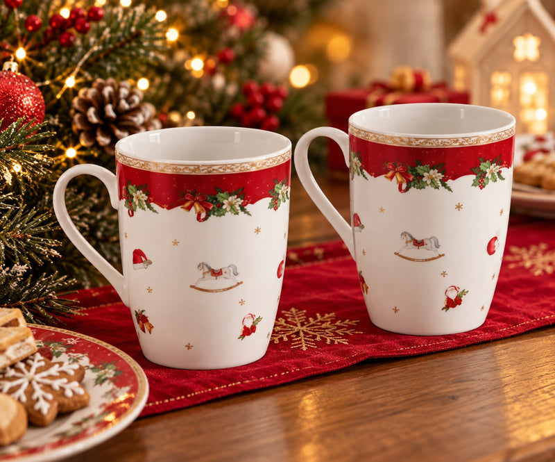 Ad Trend Set 2 Vasos Mug Navideños 360 ml Ø8xH11 cm – Vasos Decorativos para el Desayuno Navideño
