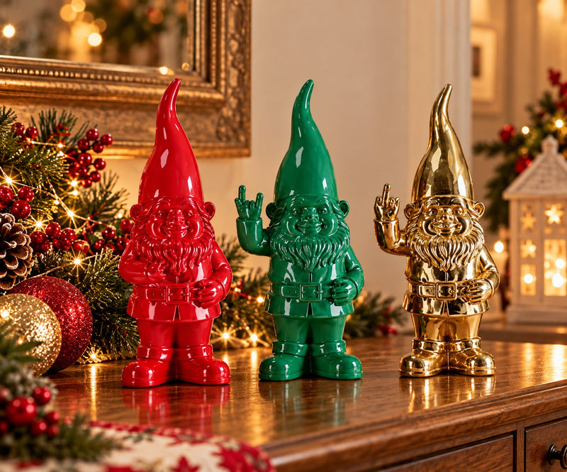 Ad Trend Gnomo Natalizio Decorativo 1 Ud en Resina 11x9xH26 cm – Adorno Navideño para la Decoración del Hogar