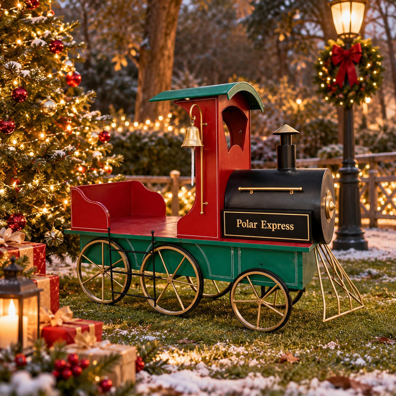 Ad Trend Locomotora Navideña Decorativa en Hierro 170x63xH131 cm – Decoración de Navidad para Interiores y Exteriores