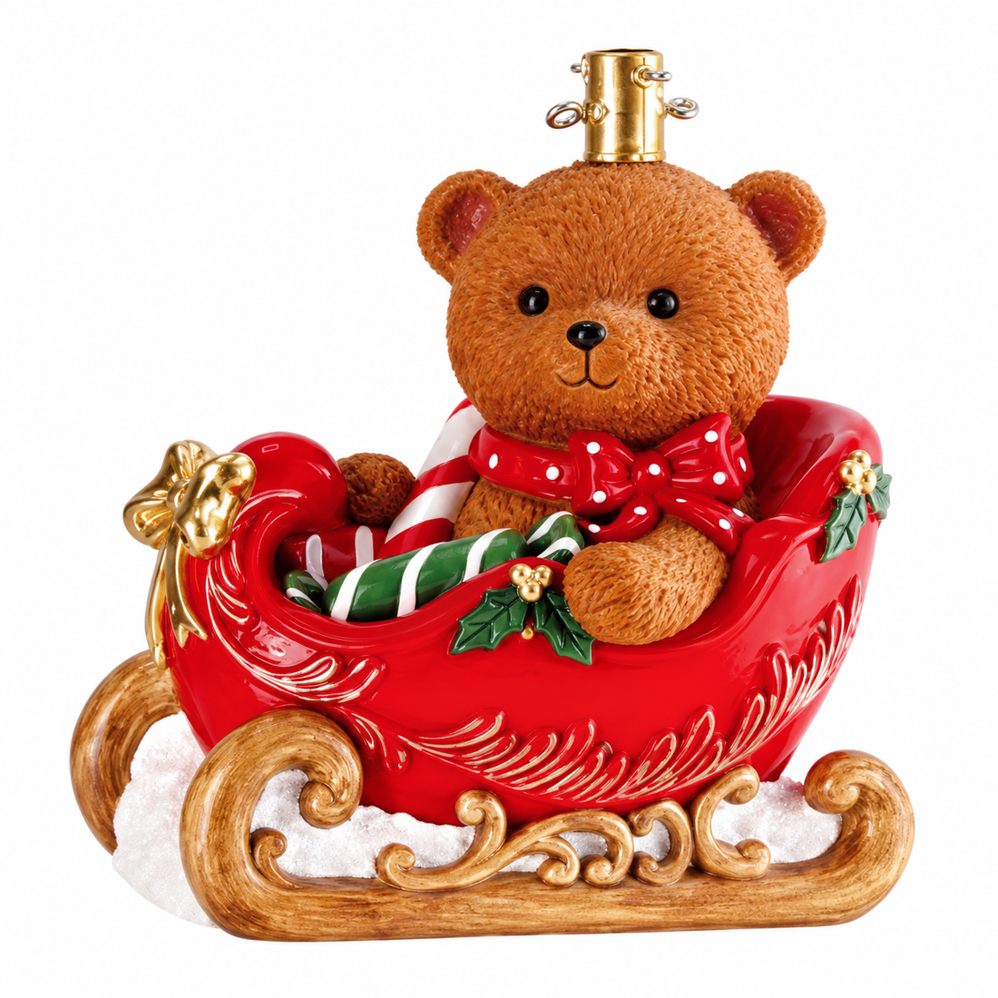 Ad Trend Base per Albero di Natale con Orso sulla Slitta e Luci LED 36x26xH41 cm – Decorazione Natalizia Luminosa