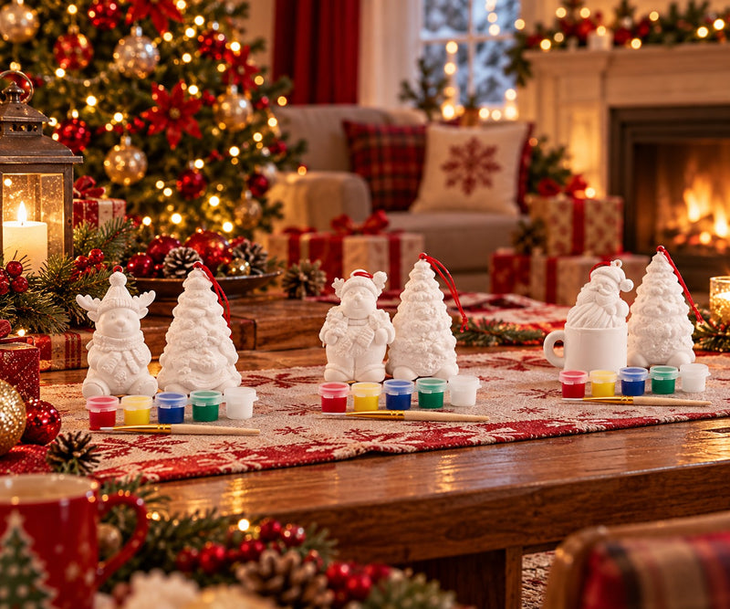 Ad Trend Set 2 Decoraciones Navideñas para Pintar con Pincel y 5 Témperas Surtido 1 Set – Kit Creativo Hágalo Usted Mismo de Navidad