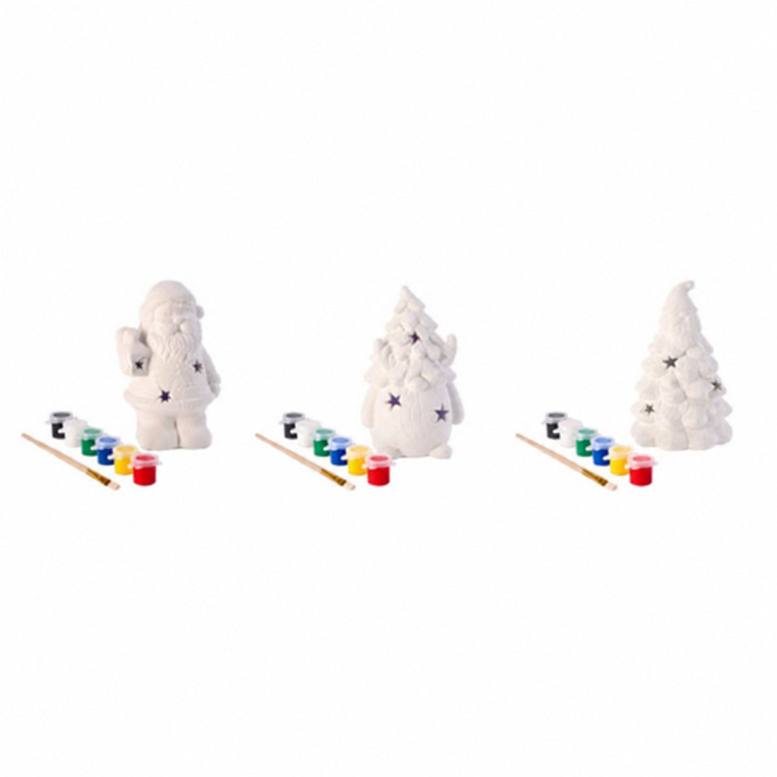 Ad Trend Decoración Navideña con LED para Pintar, Pincel y 6 Témperas Surtidas 1 Set – Kit Creativo DIY Navideño