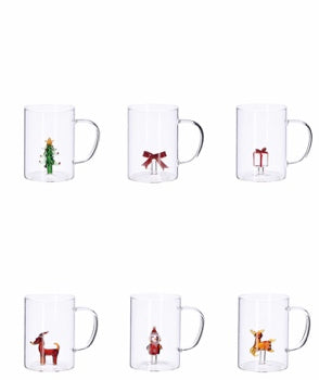 Taza Mug Navideña Ad Trend en Cristal con Figura 3D Surtida 450 ml 1 Ud – Taza Decorativa para el Desayuno Navideño