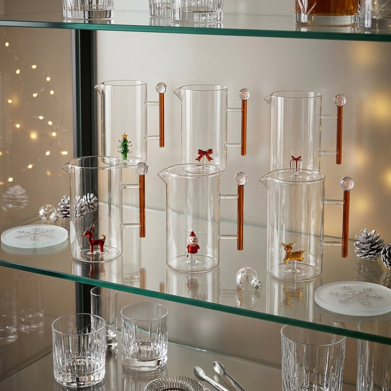 Ad Trend Jarra Navideña en Cristal con Figura 3D Surtida 1,2 Litros 1 Ud – Accesorio Decorativo para la Mesa Navideña