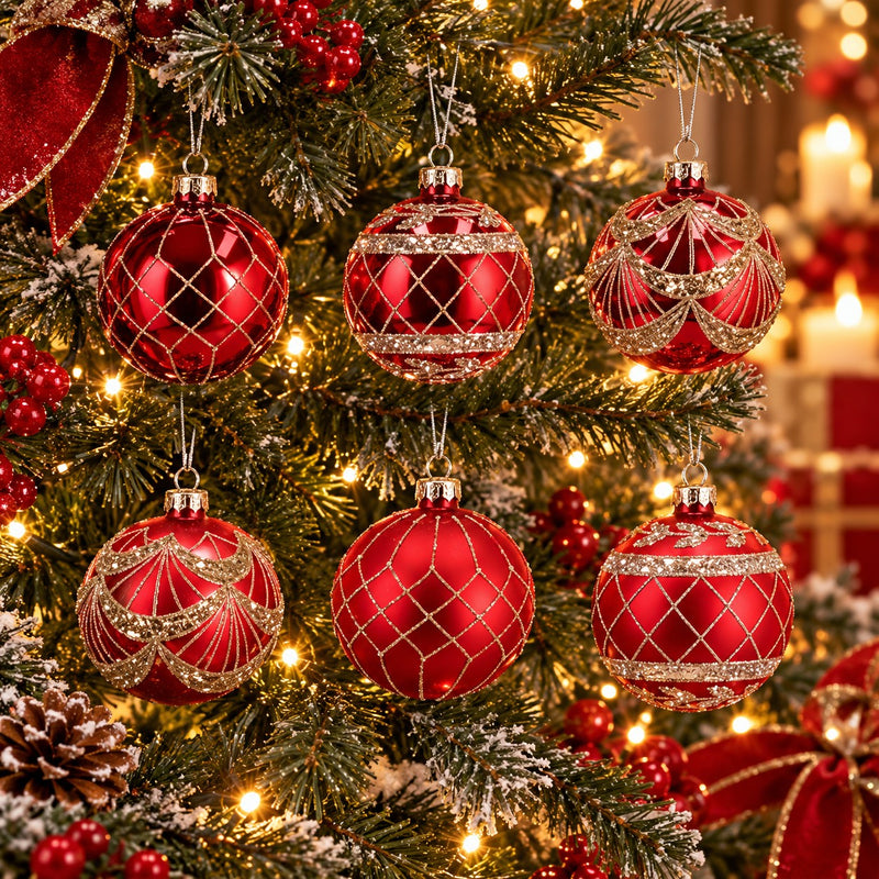 Ad Trend Bola de Navidad en Vidrio Rojo Surtida Ø8 cm 1 Ud – Adorno Decorativo para Árbol de Navidad