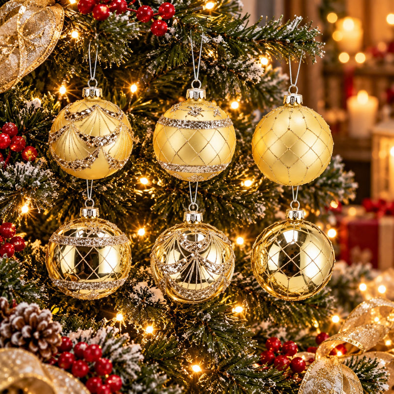 Ad Trend Bola de Navidad en Vidrio Oro Surtida Ø8 cm 1 Ud – Adorno Decorativo para Árbol de Navidad