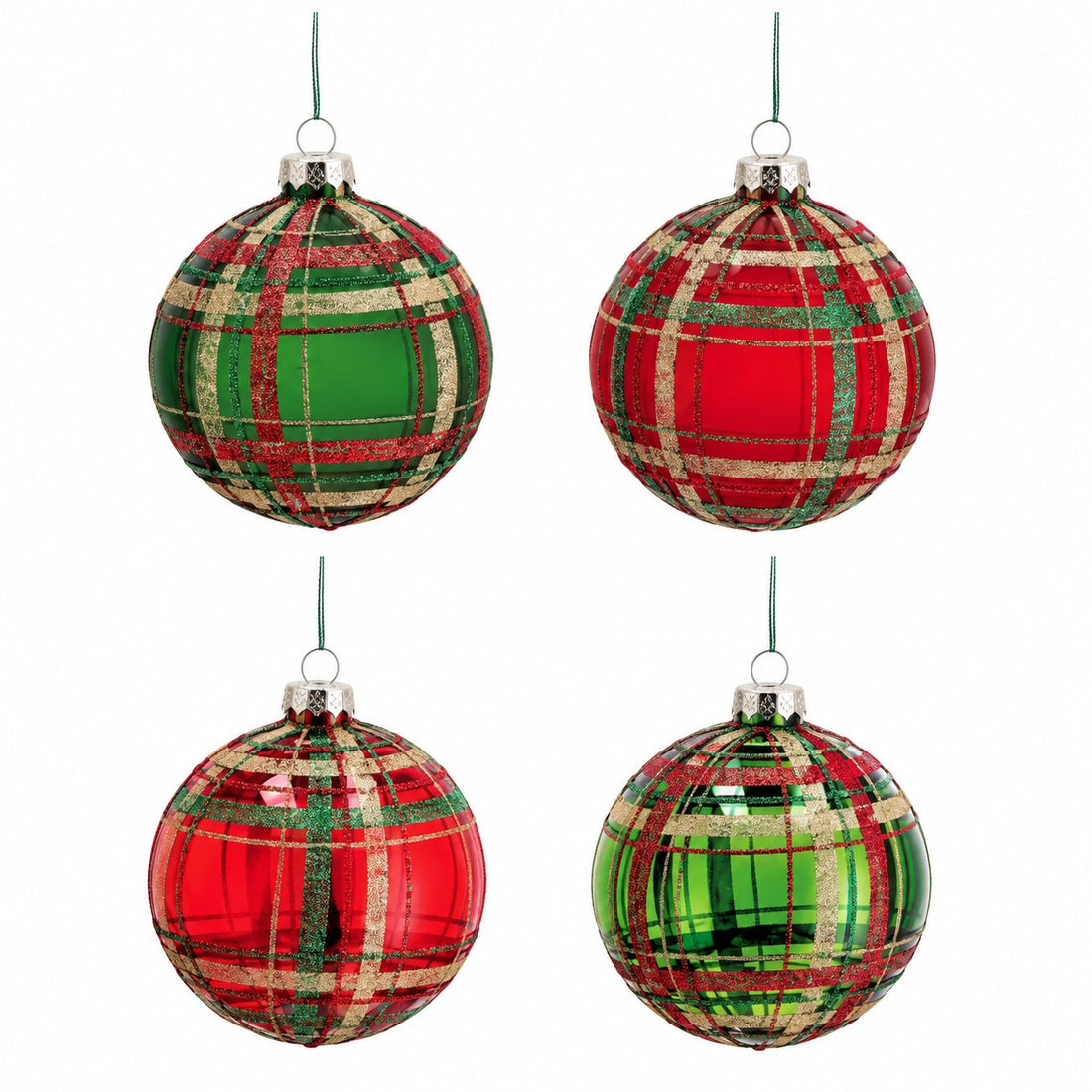 Ad Trend Bola de Navidad en Cristal con Fantasía Tartán Surtida Ø10 cm 1 Ud – Adorno Decorativo para Árbol de Navidad