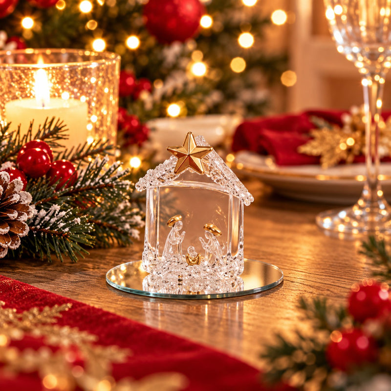 Ad Trend Decoración Navideña en Vidrio con Belén 6x7 cm – Adorno Decorativo para Árbol de Navidad