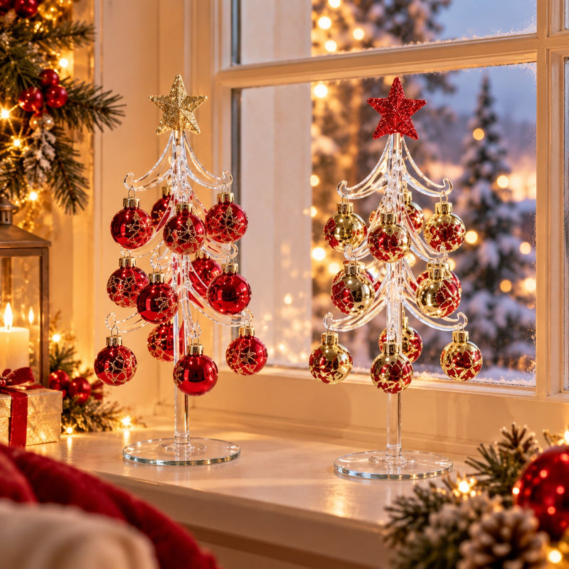 Ad Trend Arbolito Navideño Decorativo con Bolas de Cristal Surtido Ø10xH26 cm 1 Ud – Decoración Navideña para la Casa