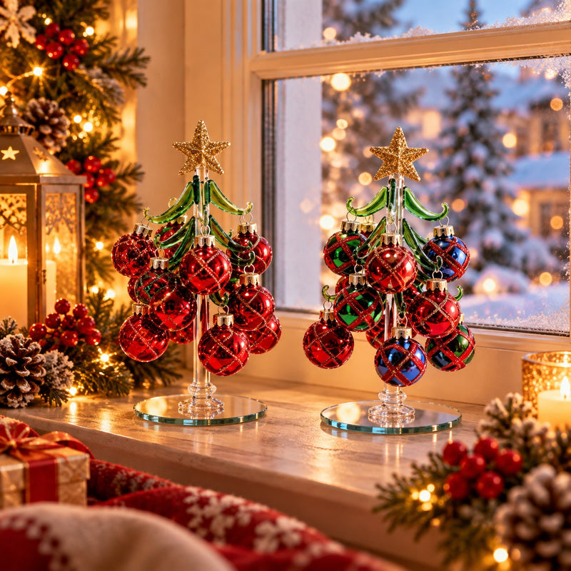 Ad Trend Arbolito Navideño Decorativo con Bolas de Vidrio Surtidas Ø7xH15,5 cm 1 Ud – Decoración de Navidad para el Hogar