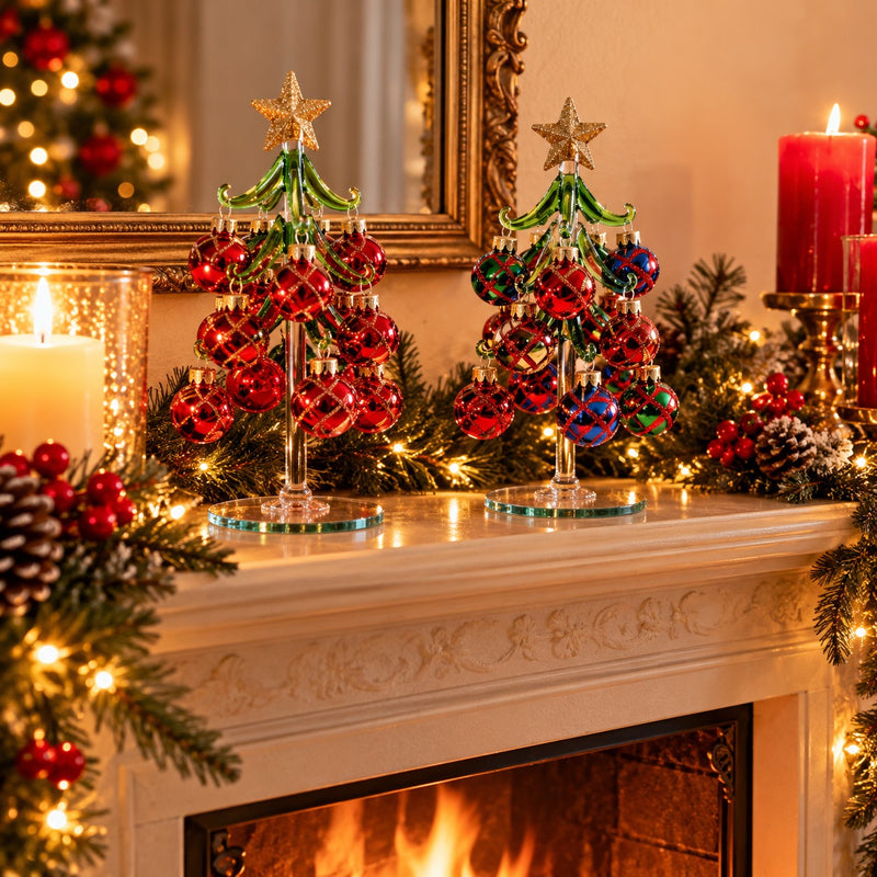 Ad Trend Alberillo Navideño Decorativo con Bolas de Vidrio Surtidas Ø9xH20 cm 1 Ud – Decoración Navideña para el Hogar