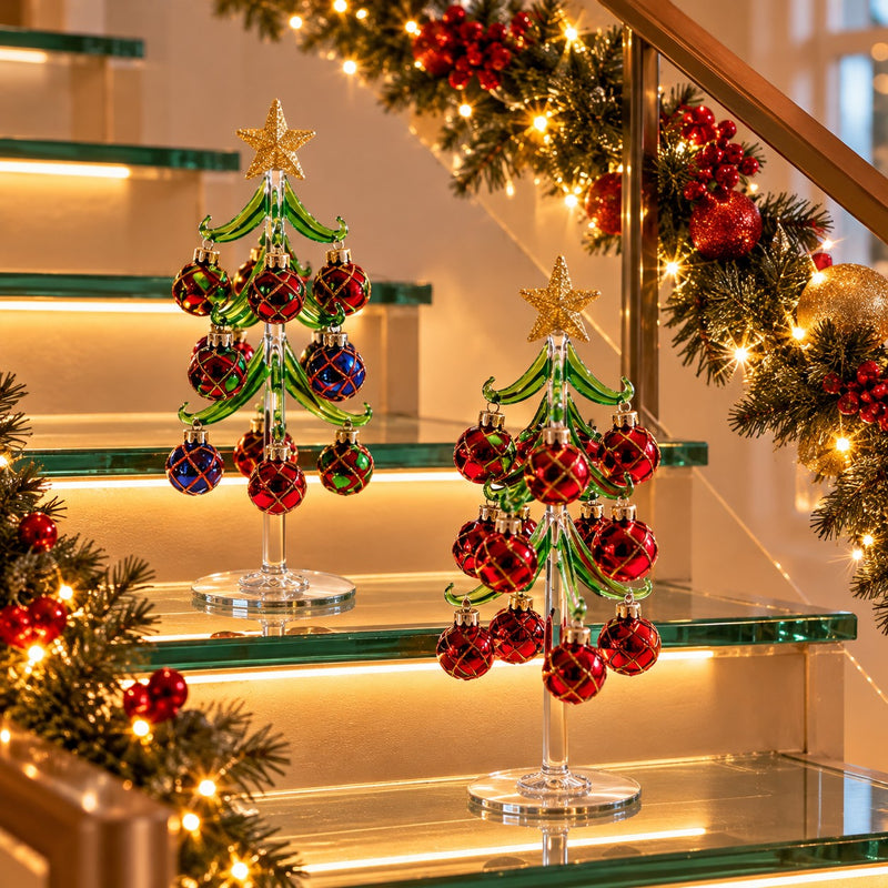 Ad Trend Alberello Natalizio Decorativo con Palline in Vetro Surtido Ø10xH26 cm 1 Ud – Decoración de Navidad para la Casa