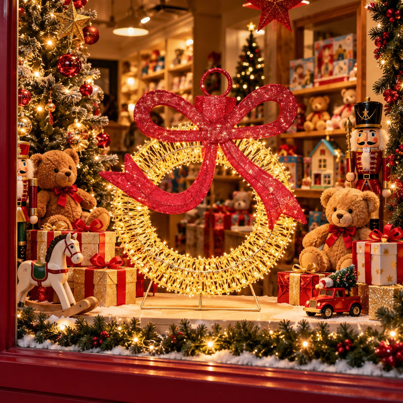 Ad Trend Bola de Navidad Luminosa Oro en Plástico y Hierro con 500 Luces LED IP44 58x22xH73 cm – Decoración Navideña para Exterior